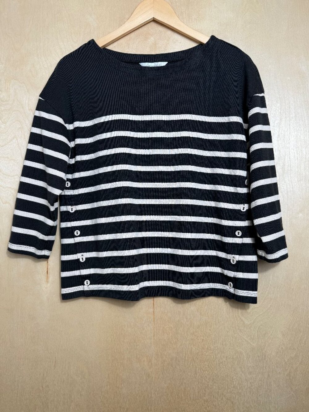 Garnet Hill women's M Soleil Vintage 100% Organic Cotton Knit Striped Top